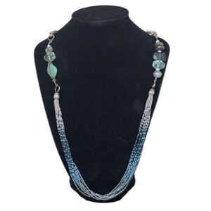 N2069 Silpada RETIRED multi stone Seed Beed Sterling Chalcedony necklace